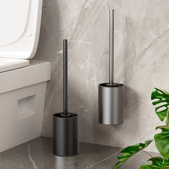 Toilet Brush and Holder Stainless Steel Set – Long Handle, Fast-Drying Bristles, Modern Bathroom Toilet Cleaner for Deep Bowl Cleaning
