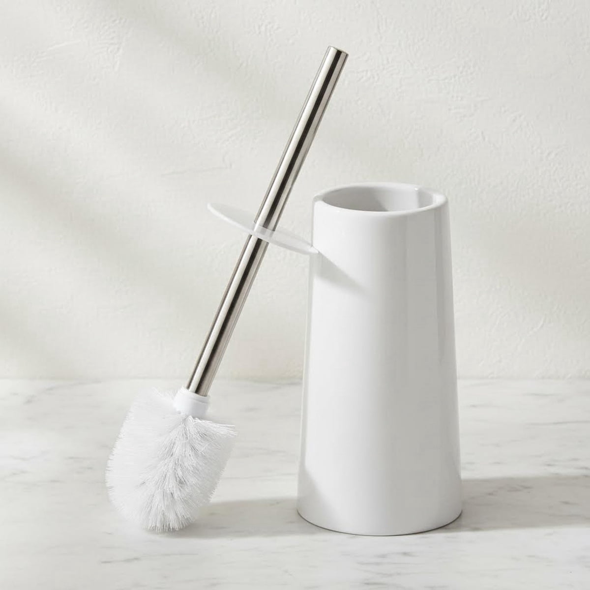Toilet Brush and Holder with Stainless Steel Handle and Elegant Cleaning Bristles
