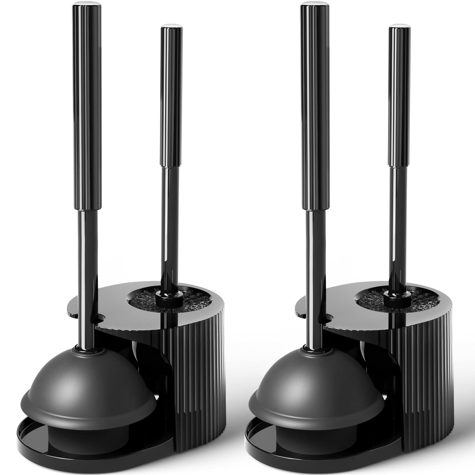 Toilet Brush and Plunger Set Black 2-Pack Bathroom Cleaning Tools