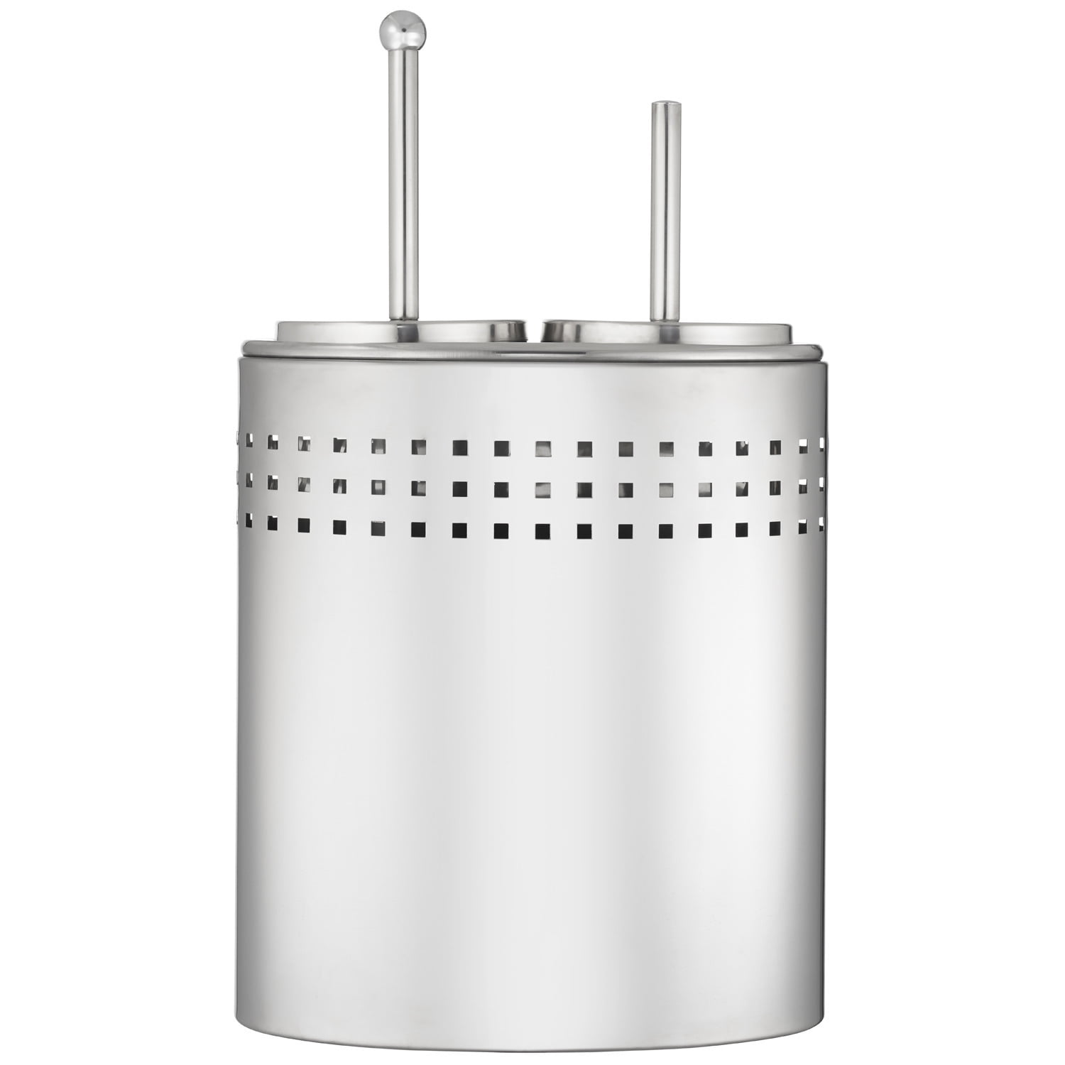 Silver Chrome Toilet Brush and Plunger Set with Holder