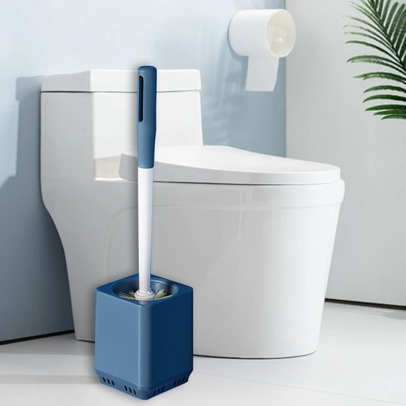 Toilet Brush with Holder, Wall Mounted Bathroom Cleaning Brush, Soft Bristle Toilet Bowl Brush with Base for Space Saving Storage
