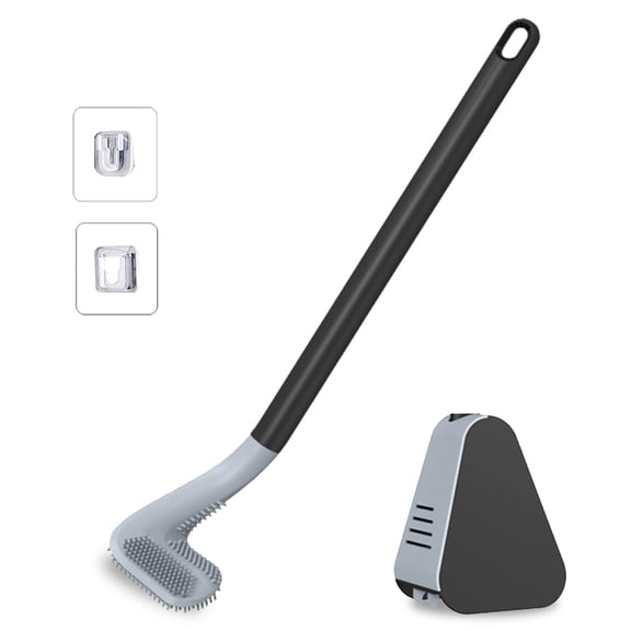 Toilet Brush with Long Handle Wall Mounted Brush and Holder Without Dead