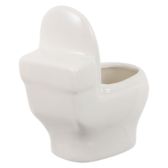 TABLZONE White Ceramic Flowerpot with Stylish Closestool Design, Decorative Indoor Plant Pot for Home, Office, and Garden Use
