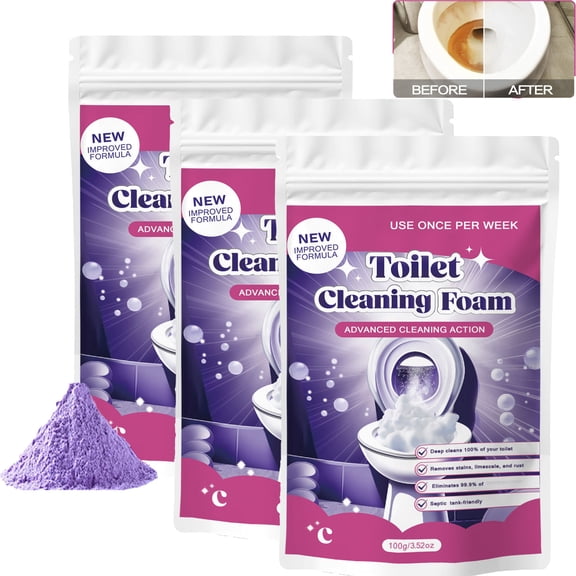 Toilet Cleaner, Toilet Cleaning Foam, Easy Clean Foaming Toilet Cleaner, Touch Free Foaming Toilet Cleaning Powder, Scrub-Free Powerful Deep Action(3PC)