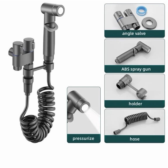 Toilet Cleaning Bidet Toilet Sprayer Set Water Portable Handheld Bidet Sprayer Shower Double Outlet Angle Valve Accessories