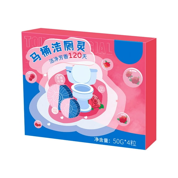 Toilet Cleaning Blocks Foaming Fragrant Rose Scent Bathroom Cleaner Drop In Tank For Stain Removal And Freshness 4 Pieces Per Pack