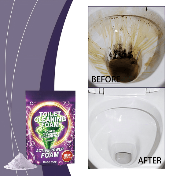 Toilet Cleaning Foam Powder, Powerful Active Foam Toilet Bowl Cleaner, Stain and Odor Remover for Household Toilets purple_123