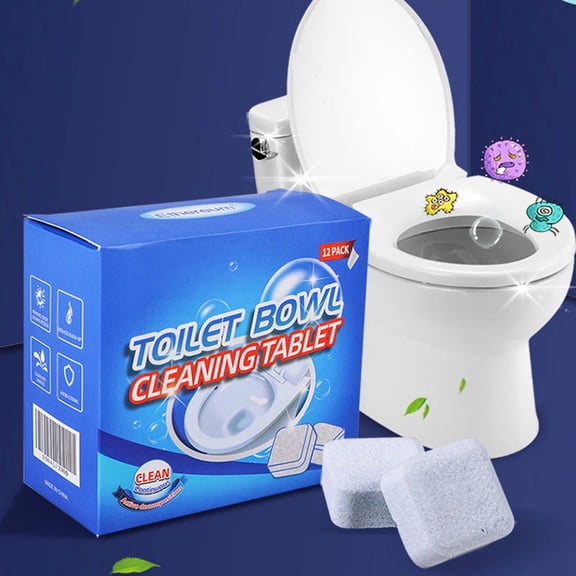 Toilet Cleaning Tablets,12-Pack Effervescent Blocks for Urine Stain and Scale Removal,Advanced Deodorizing Formula for Toilet Bowls and Tanks,No Brushing Needed for Fresh and Sanitary Bathrooms