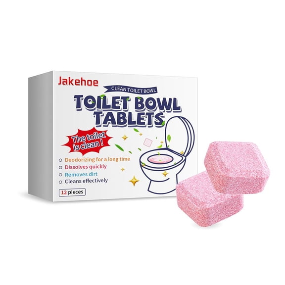 Toilet Cleaning Tablets 12 Pack, Effervescent Toilet Bowl Cleaner, Descaling Deodorizing Tablets for Tank & Bowl, Fast Dissolving Bathroom Cleaner