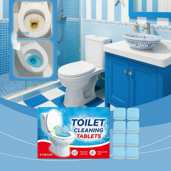Toilet Cleaning Tablets Effervescent Drop In-Tank Cleaner Remove Limescale Hard Water Stains Eliminate Odors for All Toilets