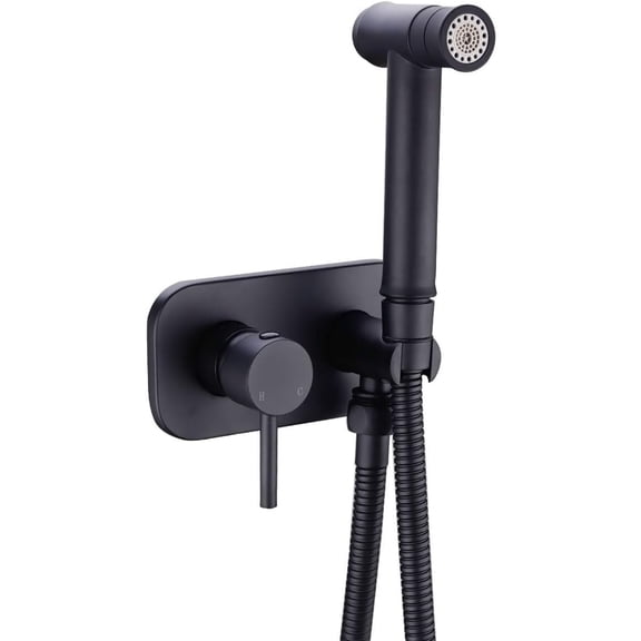 Toilet Concealed Hot and Cold Bidet Spray Set 2 Function Hand Held Sprayer Shattaf Bathroom Attachment,Black
