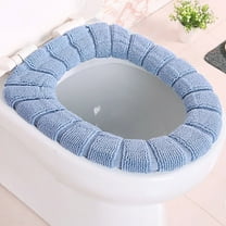 Toilet Cover,Toilet Seat Cushion Winter Thickened Toilet Seat Knitted Toilet Seat Cushion Washable Household Toilet Seat,Thicker Bathroom Toilet Seat Cover Pads(Navy 12in)