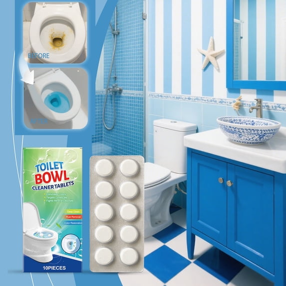 Toilet Descaling Tablets | Limescale & Stain Remover | Odor Eliminator | High-Efficiency Deep Cleaning | Universal Fit | 1 Count | Fresh Scent for Sparkling Toilets