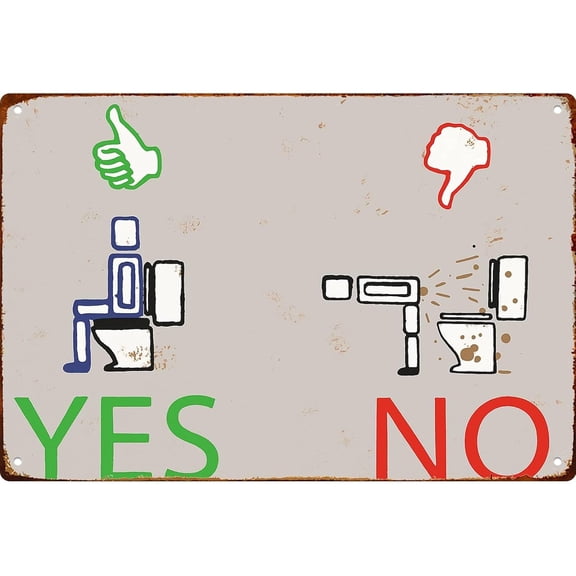 Toilet Etiquette Metal Sign 8 x 12 Inch Funny Bathroom Wall Decor