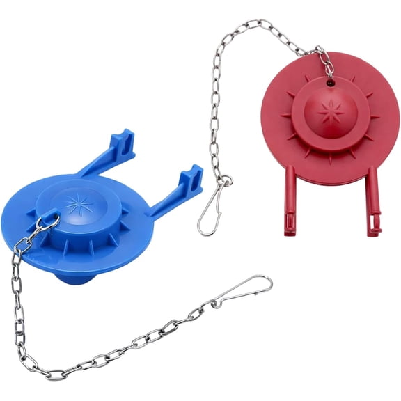 Toilet Flapper 2 Inch Replacement Kit, Universal Toilet Tank Flapper, Stop Ghost Flushing and Water Leaks, Durable Rubber Construction with Stainless Steel Chain, Available in Blue and Red Colors