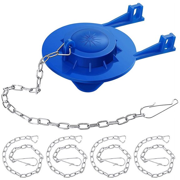 1 x Toilet flappers replacement 4 x Stainless steel flapper chains replacement-Blue