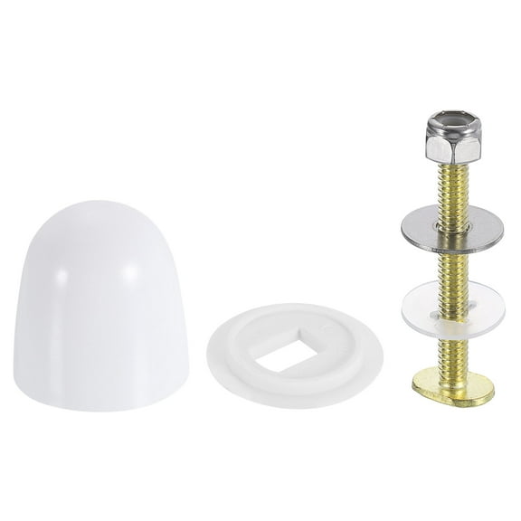 Toilet Floor Bolts and Caps Kit, Solid Brass Toilet Bowl to Floor Bolts Kits with Washers and Cover Cap Universal Toilet Flange Repair Kit