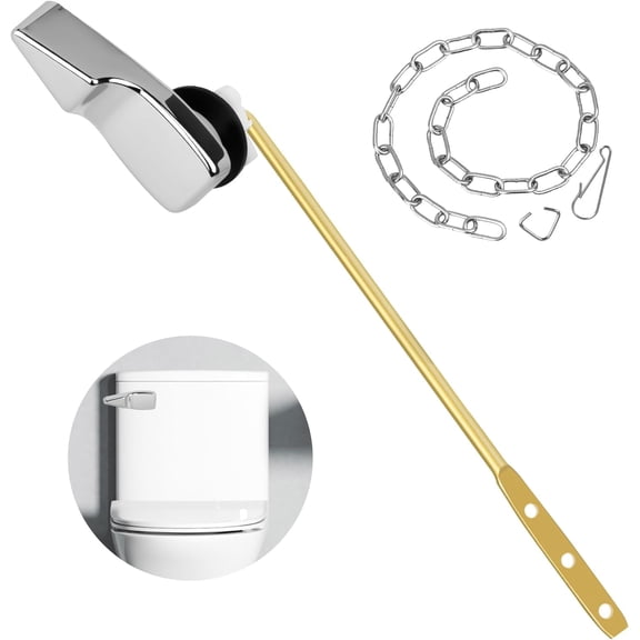 Toilet Flush Handle, Universal Toilet Handle Replacement Kit, Zinc Alloy Toilet Tank Trip Lever with H2 Brass Arm, Toilet Repair Kit Inside Tank Fit for American Standard, Mansfield Toilet, Silver