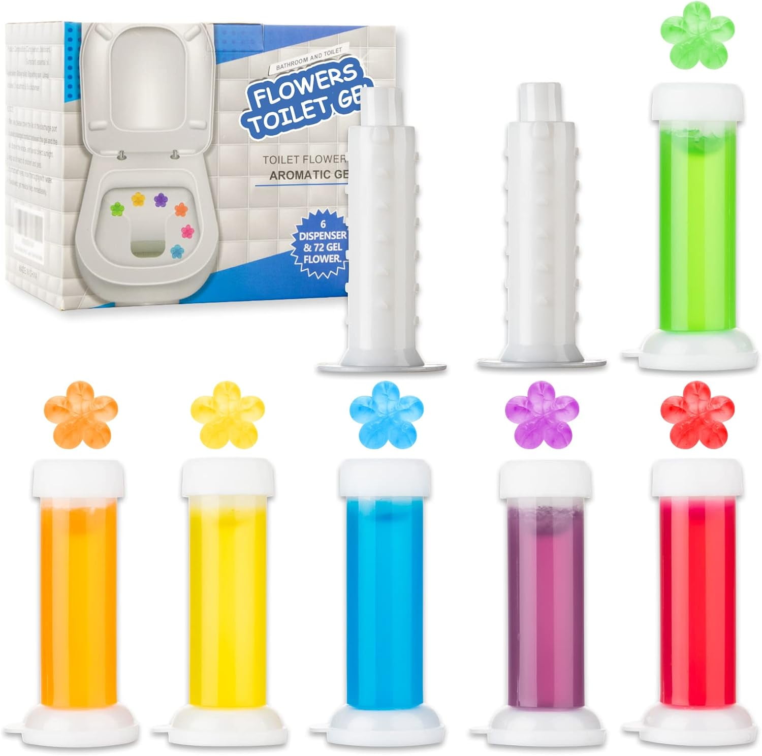 Toilet Gel Stamp, 6Pcs/72 Count Flower Fragrance Bathroom Deodorizer