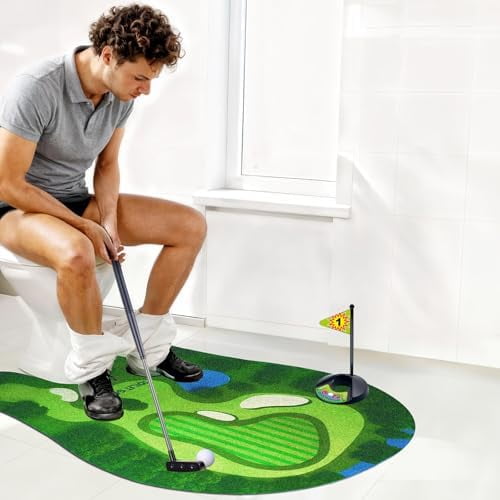Toilet Golf Game, Mini Golf That Can Be Played in The Bathroom - Wonderful Toilet Time, Gag Gifts,Funny White Elephant Gift, Prank Gift for Dad Husband, Boyfriend, Men$$Sport & Recreation Other