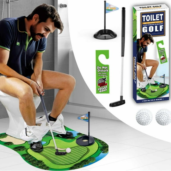 Toilet Golf Game Practice Mini Golf in Restroom Bathroom Funny Gag Gifts for Dad Husband Boyfriend Men