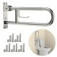 thumbnail image 1 of Toilet Grab Bar 22.4 Inch, ZUEXT U Shaped Anti-Slip Chrome Support Rail, Flip-Up Bathroom Grab Bar with Paper Holder, Stainless Steel Knurled Handicap Safety handrails for Elderly Disabled Pregnant, 1 of 12