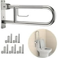 thumbnail image 1 of Toilet Grab Bar 22.4 Inch, ZUEXT U Shaped Anti-Slip Support Rail, Flip-Up Bathroom Grab Bar with Paper Holder, Stainless Steel Knurled Handicap Safety handrails for Elderly Disabled Pregnant, 1 of 16