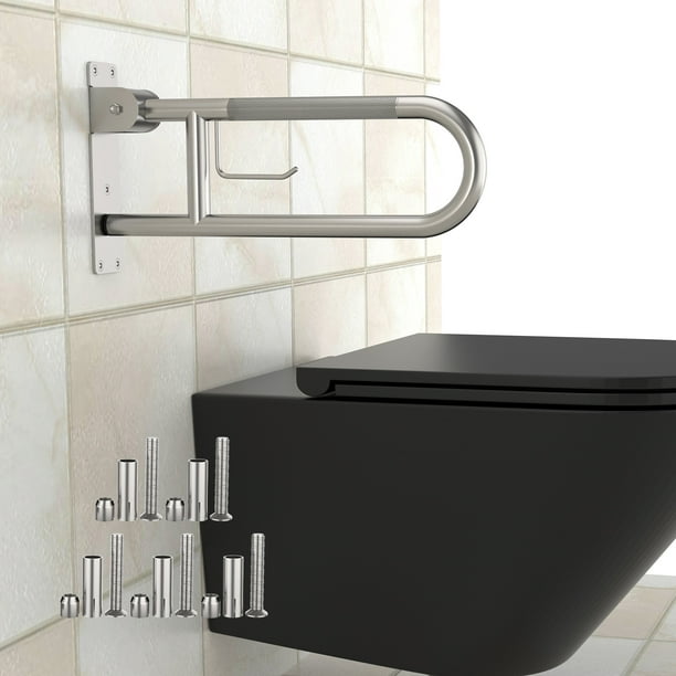 Toilet Grab Bar 22.4 Inch, ZUEXT U Shaped AntiSlip Support Rail, Flip