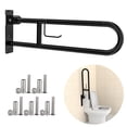 thumbnail image 1 of Toilet Grab Bar 30.3 Inch, ZUEXT U Shaped Anti-Slip Black Support Rail, Flip-Up Bathroom Grab Bar with Paper Holder, Stainless Steel Knurled Handicap Safety handrails for Elderly Disabled Pregnant, 1 of 12