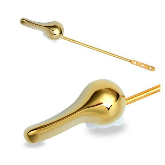 Universal Toilet Flush Handle Lever for Bathroom Golden Copper Alloy with Triple Hanging Holes 0.75 Inch