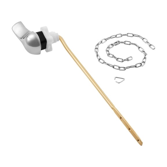Toilet Handle Replacement Kit, Front Mount Universal Toilet Handle, Toilet Handle Lever with Stainless Steel Flapper Chain, Toilet Flush Handle Fits Various Toilet Tanks, Chrome Finish, Silver
