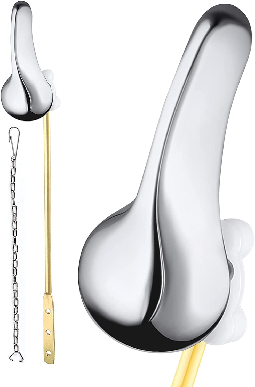 Universal Toilet Flush Handle Lever – Front Mount, Brass & Alloy Construction, Compact Size, Fits Most Tanks, Gold Finish