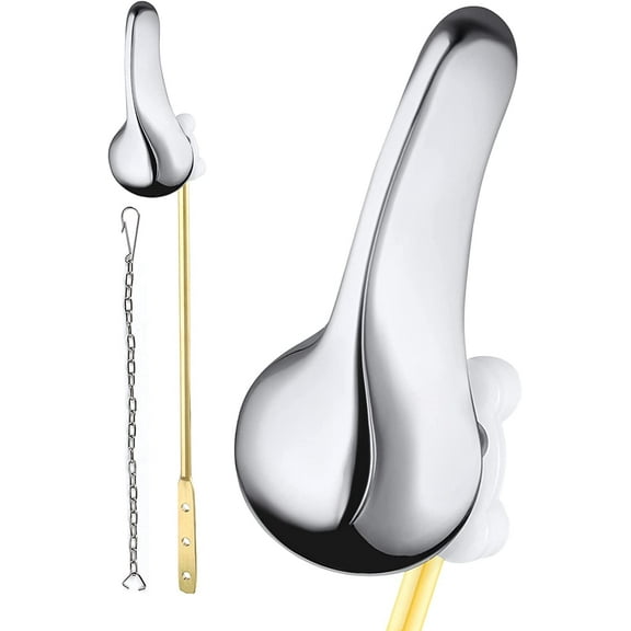 Toilet Handle Replacement kit - Front Mount Copper Toilet Tank Flush Trip Lever Brass Flusher Arm All Metal Toilet Repair Part w/Zinc Alloy Handle Flapper Chain for Kohler, TOTO