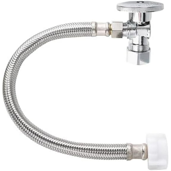 Toilet Hose Water Supply Line Kit - 12" Length 3/8" COMP x 7/8" BC Braided Toilet Connector Hose & Shut Off Toilet Water 1/2 inch NOM Inlet x 3/8 inch OD Compression Outlet Angle