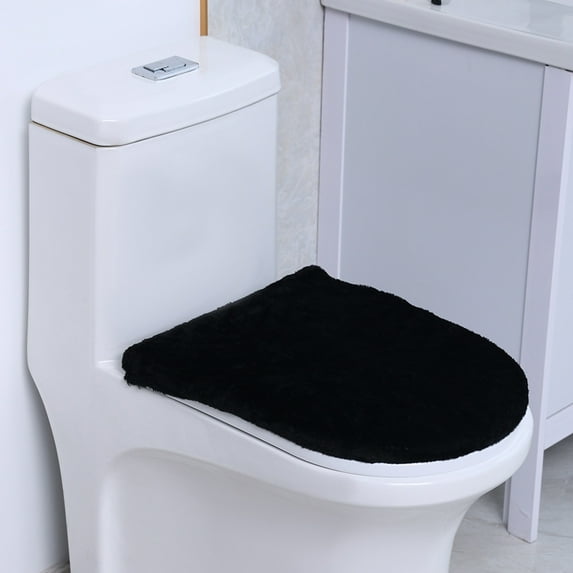 KGJQ Fluffy Plush Durable Versatile Toilet Lid Cover with Elastic Bottom, Velvet Soft, Washable, Fits Most Toilet Lids