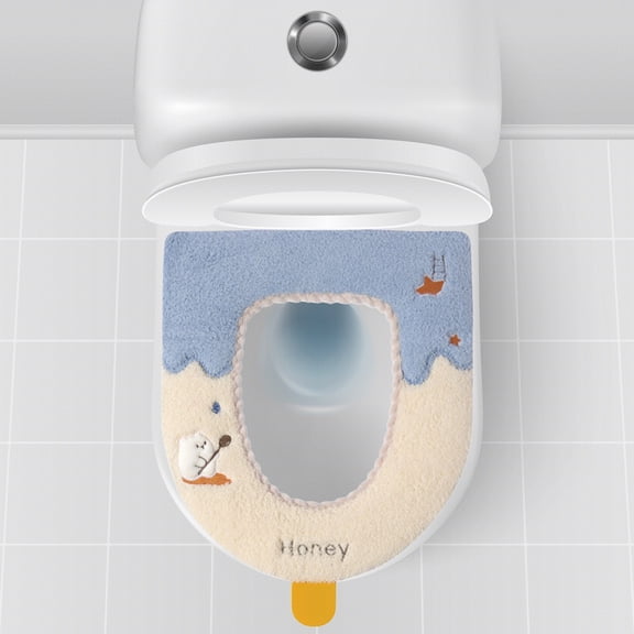 Toilet Lid Cover Fall And Winter Toilet Seat Thickened Household Warm Sitting Toilet Cover Furry Toilet Seat Cushion