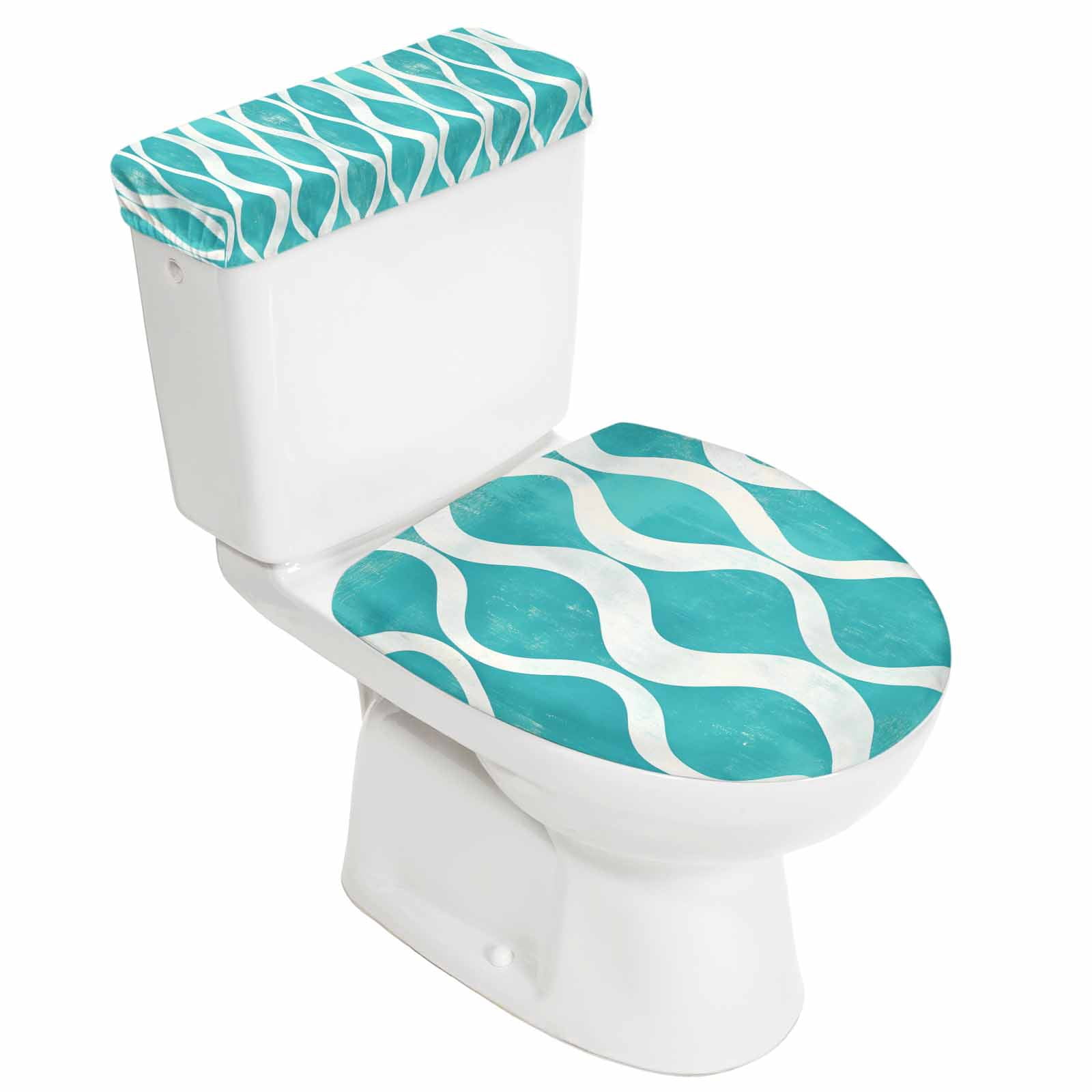 Toilet Lid Cover and Toilet Tank Cover 2 Pcs Line Toilet Covers with ...