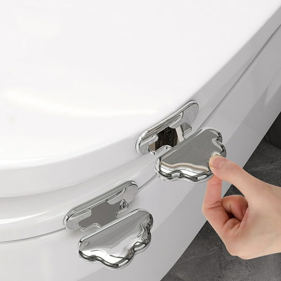 Toilet Lid Lifter Handle | Clouds Design Hygienic Plastic Flip Handle | No Touch Toilet Seat Lifter | Non-Slip ABS Acrylic | Easy Install | Silver | 2 Pack | Fits Standard Lids