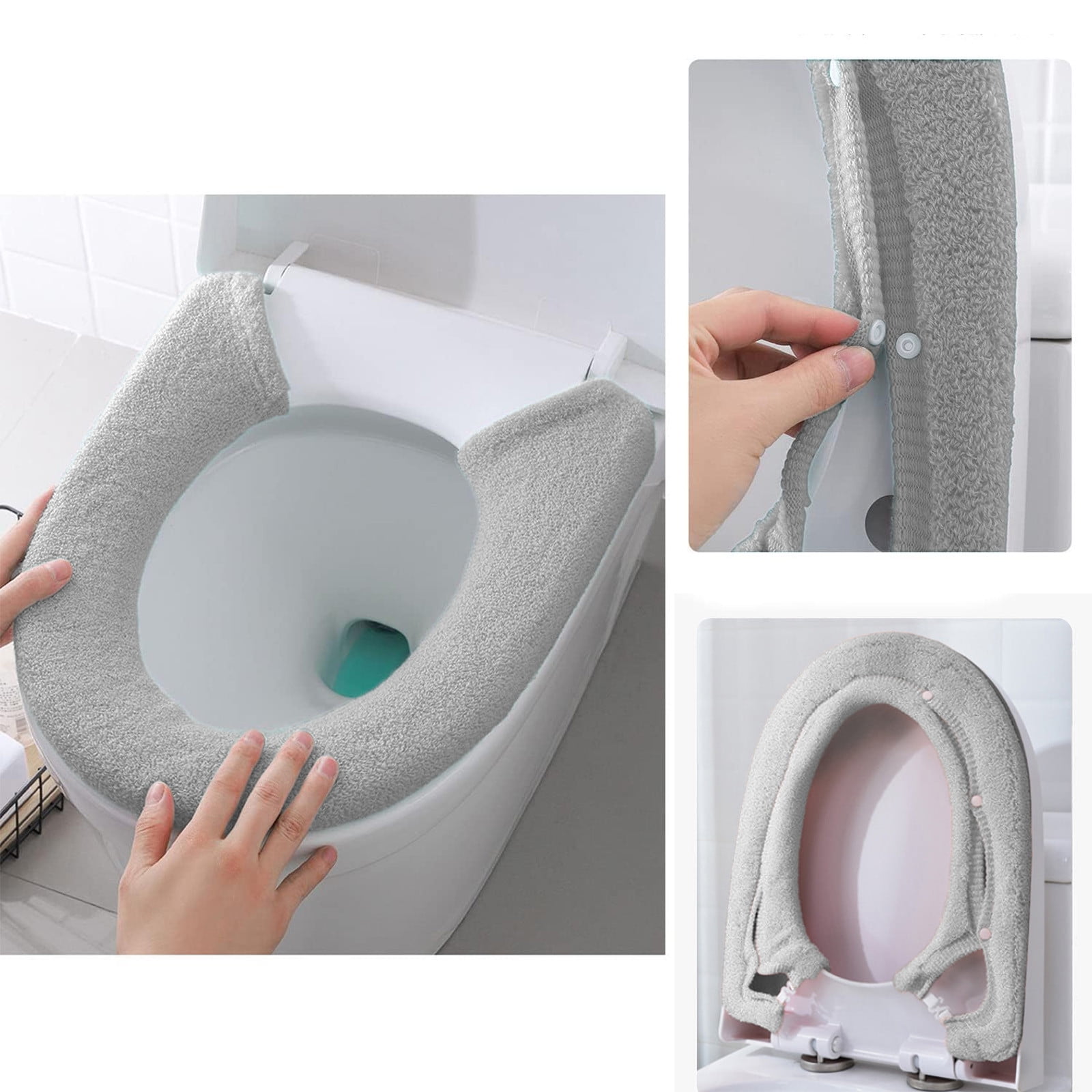 Toilet Lid Seat Cover, Stays In Place Elastic Edges, Soft Velvet ...