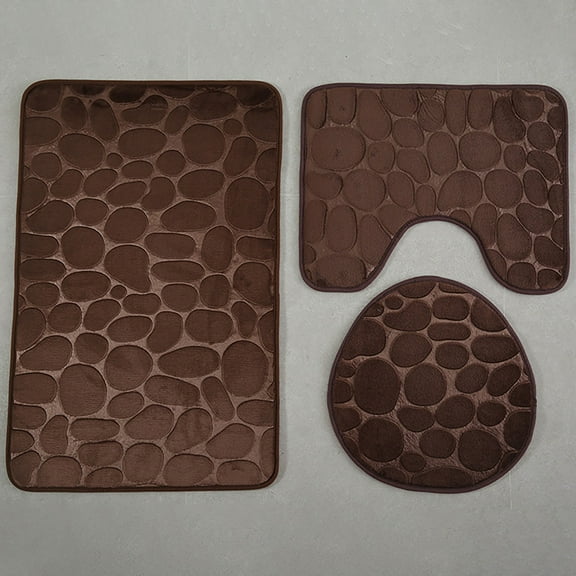 Toilet Mat,3pc Gold Bathroom Set Velvet Luxury Rock Design Memory Foam Soft Plush Includes :Bath Ma Mat Lid Cover Non Slip For Bathroom Decor