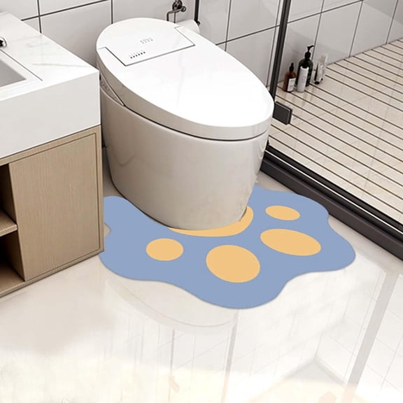 Toilet Mat Rug with Cat Pattern U-Shaped Bath Mat Non- Dirt- for Bathroom Floor