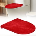 thumbnail image 1 of Toilet Mat,Solid Color Toilet Lid Cover: Plush Elastic Non Material Washable Fit, 1 of 9