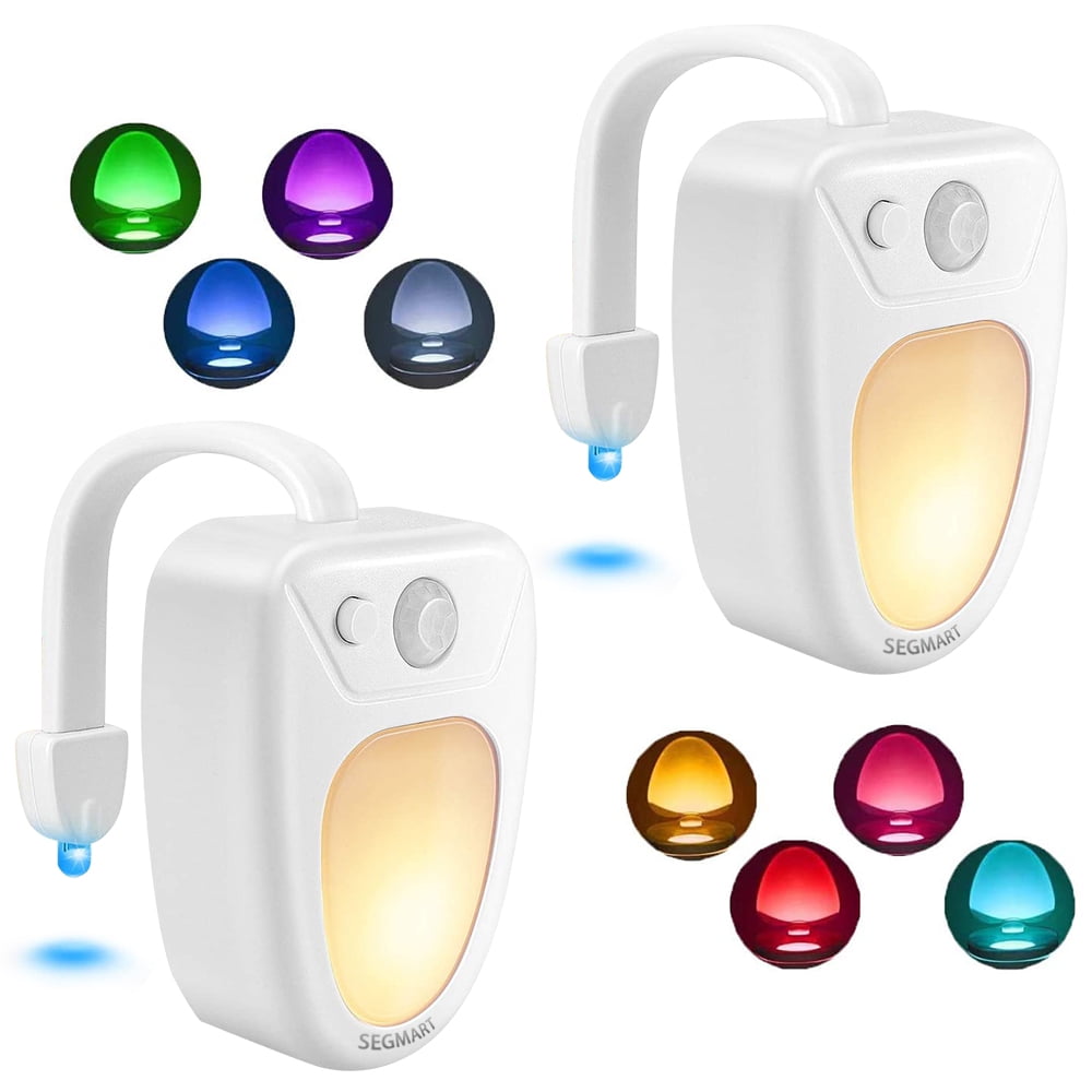 Toilet Night Light 2Pack 8-Color Motion Activated Bathroom LED Nightlight 2 in White