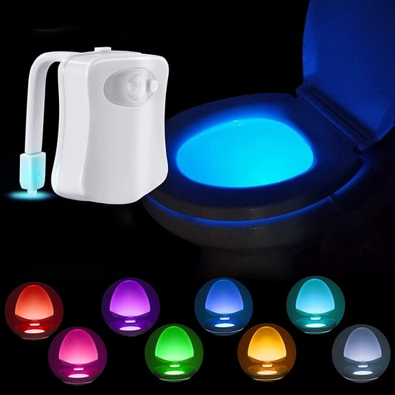 Toilet Night Light - 8 Color Changing, Motion Sensor Activated, LED Toilet Bowl Light - Cool & Fun, Energy Saving, Automatic Bathroom Light for Kids, Adults & Seniors (1 Pack)