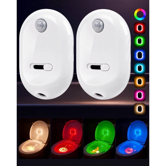 Toilet Night Light Motion Sensor, Motion Activated Night Light 13 Color Changing 4 Projection Patterns, Rechargeable Toilet Bowl Light for Bathroom Accessories Decor Men Women Kid Gifts