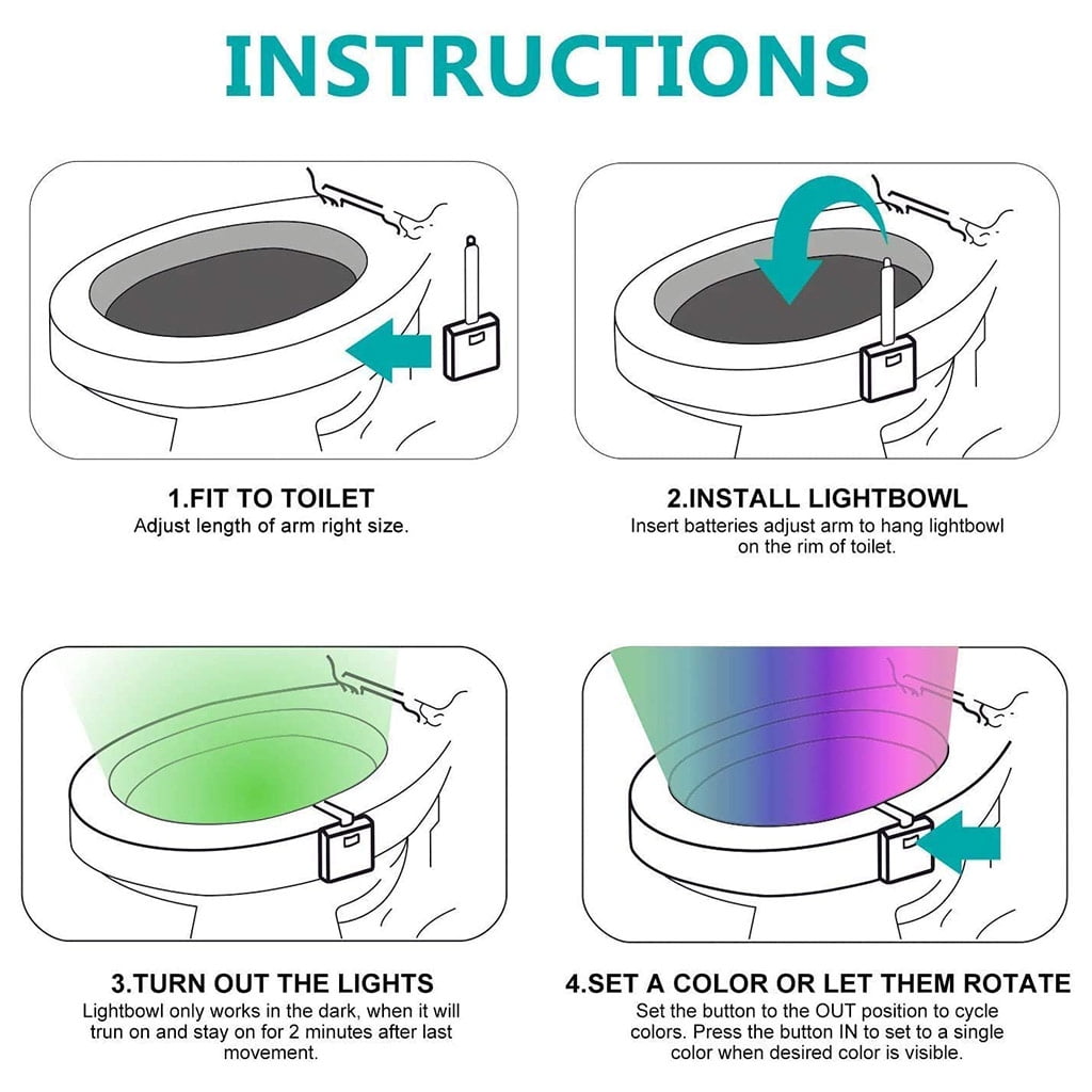 Toilet Night Light Toilet Bowl Motion Sensor Lamp Activated LED Night