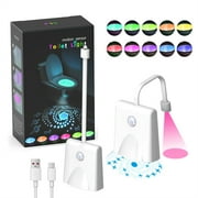 Toilet Night Lights 2 Pack, 10 Colors Changing LED Toilet Bowl Illuminate Nightlight with Motion Sensor Activated Detection, Sensor LED Bathroom Sensor Light Cool Fun Gadgets