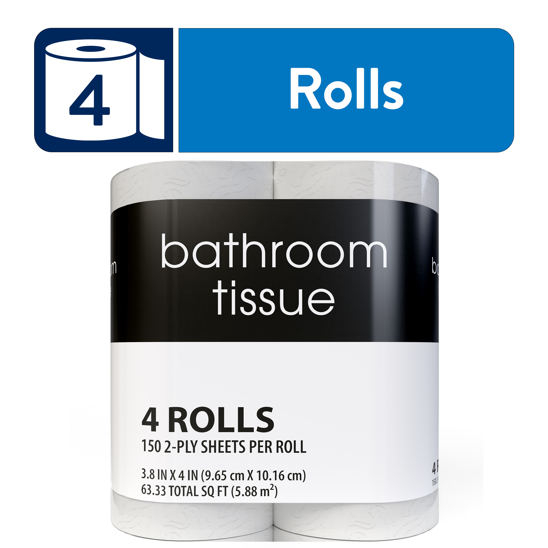 Toilet Paper, 4 Rolls, 150 2-Ply Sheets per Roll - image 1 of 4