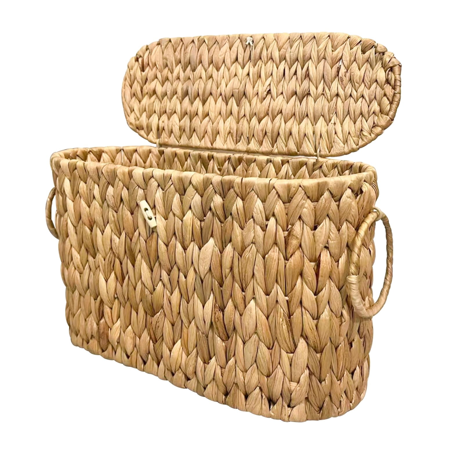 Toilet Paper Basket With Lid Wicker For Bathroom Organizers And Storage Holds Up To 6 Mega Rolls  Decorative Hand-woven Rattan Decor Accessories Water Hyacinth
