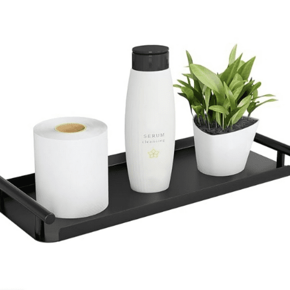 Toilet Paper Basket, Stainless Steel Toilet Tank Tray with Handle for Organizing - Toilet Paper Basket Storage for Toilet Tank, Bathroom, Kitchen Counter (Black)